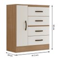Ver imagem 3 de Cômoda Sapateira para Quarto 1 Porta 4 Gavetas Lisa Nature/off White