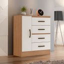 Ver mais imagens de Cômoda Sapateira para Quarto 1 Porta 4 Gavetas Lisa Nature/off White