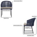Ver imagem 2 de 3 Cadeira Noronha Aluminio Micro Pintura Grafite, Tr. Telinha Corda Nautica Azul Marinho, Estofado