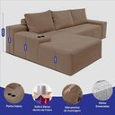 Ver imagem 4 de Sofá Evo 2,70m Molas Ensacadas com Chaise Lounge Esquerda Velourê Marrom Cama Inbox