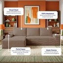 Ver imagem 5 de Sofá Evo 2,70m Molas Ensacadas com Chaise Lounge Esquerda Velourê Marrom Cama Inbox