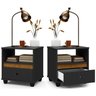 Kit Com Duas Mesas De Cabeceira Box Com Nicho E Gaveta -  Beauty Móveis Preto/freijó - 1