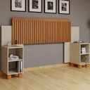 Ver imagem 1 de Cabeceira Box Mumbai Ripada Mdf Reforçado Ajustável para Casal e Queen com Nicho Off White/naturale