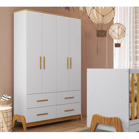 Guarda Roupa Guti Retro Branco/Amêndoa - Peroba Móveis