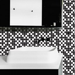 Papel de Parede Adesivo Pastilha de Cozinha Preto e Branco - SSJPA-40 - ROLO - 1,77M X 59cm ( 1M² ) - 3