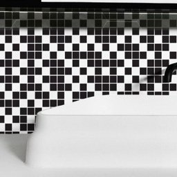 Papel de Parede Adesivo Pastilha de Cozinha Preto e Branco - SSJPA-40 - ROLO - 1,77M X 59cm ( 1M² ) - 2