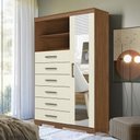 Ver imagem 4 de Guarda Roupa Casal com Cômoda Londres Capelinha Marabá 13 Portas Bater 7 Gavetas MDF MDP Jatobá