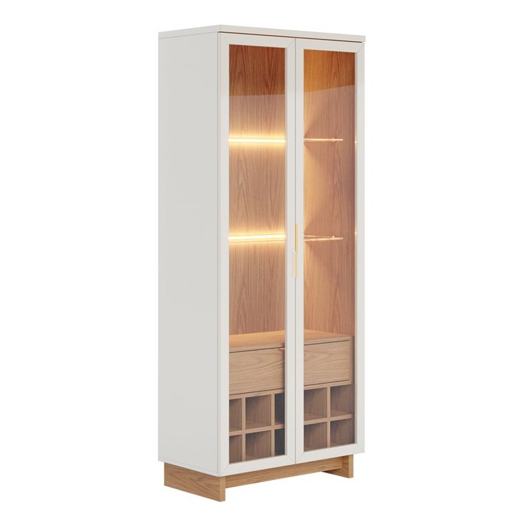 Cristaleira 2 Portas 1 Gaveta Guanabara Off White Freijo CLB