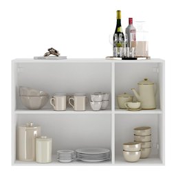 Aparador Buffet 3 Portas com Espelho Suspenso Vegas Multimóveis MP1012 Branco - 6 Aparador Buffet 3 Portas com Espelho Suspenso Vegas Multimóveis MP1012 Branco - 6