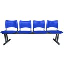 Ver imagem 2 de Longarina Cadeira 4 Lugares Iso Plástica Coluna Dupla Para Recepção Auditório Igreja Azul