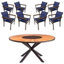 Ver imagem 1 de Conjunto de Mesa Jantar 1,80m Madeira 8 Poltronas Tela Sling Braço Madeira