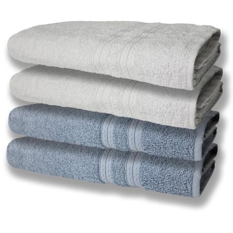 4 Toalhas Super Felpudas Grande e Grossa Algodão 80x150 Azul+branco