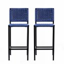 Ver imagem 3 de Banqueta Corda Nautica Azul - Varada Sacada Sala Balcão Kit2 - Eletrostática - Azul