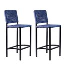 Ver imagem 2 de Banqueta Corda Nautica Azul - Varada Sacada Sala Balcão Kit2 - Eletrostática - Azul