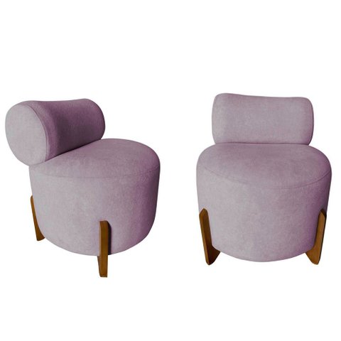 Kit 2 Poltronas Decorativa Mônaco Veludo Rosê
