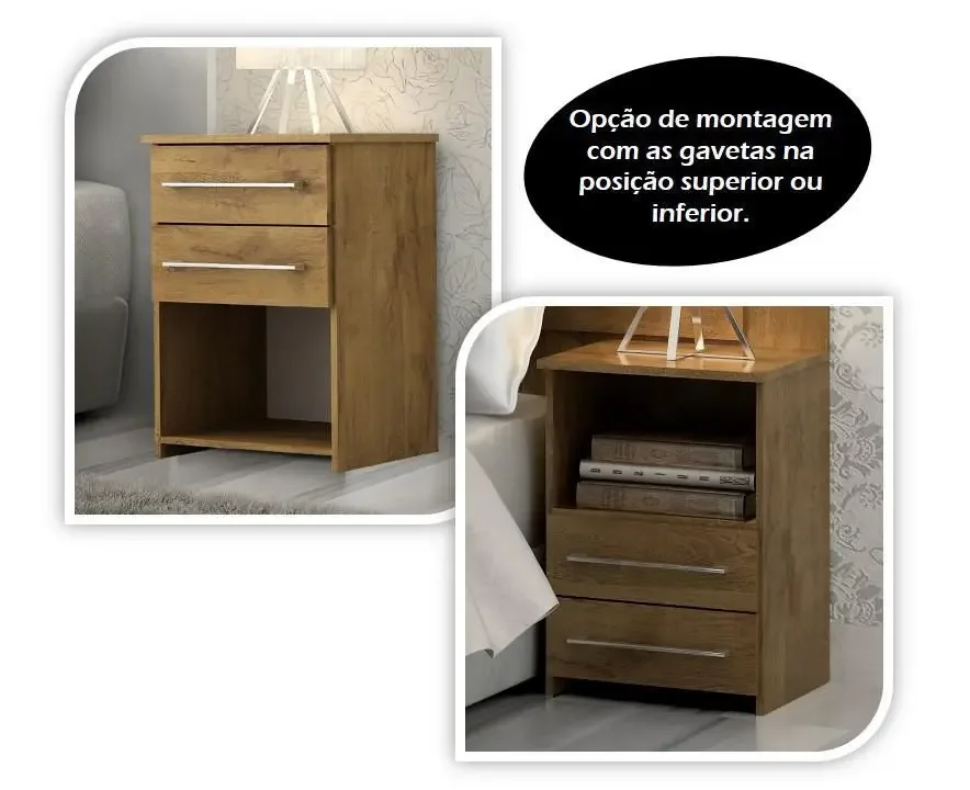 Mesa de Cabeceira Bruna Império Móveiis:castanho Onix - 2