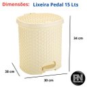 Ver imagem 3 de Lixeira Pedal Rattan 15 L Cozinha Banheiro Escritorio Creme