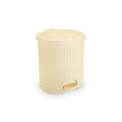 Lixeira Pedal Rattan 15 L Cozinha Banheiro Escritorio Creme