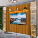 Ver imagem 7 de Painel Ripado para Tv 84 Polegadas 217cmx304,8cm com 2 Cristaleiras com Led e Espelho 100% Mdf Nobre Clean/luminare