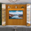 Ver imagem 1 de Painel Ripado para TV até 84 Polegadas com LED 100% MDF 304,8CMX217CM 2 Cristaleiras Espelho Nobre Clean Luminare