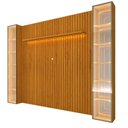 Ver mais imagens de Painel Ripado para Tv 84 Polegadas 217cmx304,8cm com 2 Cristaleiras com Led e Espelho 100% Mdf Nobre Clean/luminare