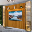 Ver imagem 7 de Painel Ripado para TV até 84 Polegadas com LED 100% MDF 304,8CMX217CM 2 Cristaleiras Espelho Nobre Clean Luminare