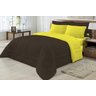 Edredom Dupla Face 100% Algodão Malha Queen 01 Peça - Preto/ Amarelo Doce Lar Enxovais - 1