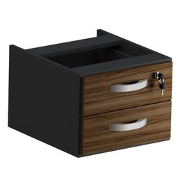 Mesa de escritório em L (Mesa 1,50m+auxiliar) c/gaveta MARANELLO Nogal/preto - 1348 - 2