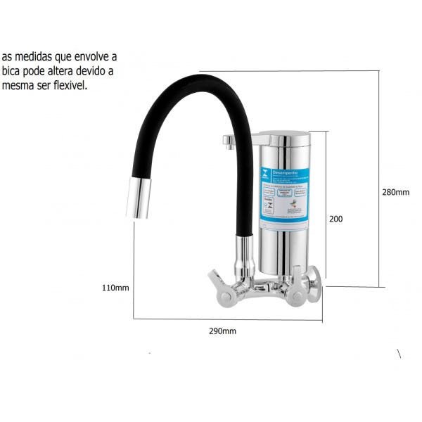Purificador de água flex color preto com filtro ABS 1/4 volta 2174 C55 - 2