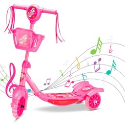 Patinete Infantil Arcani Toys Musical Luzes Led 3 Rodas Rosa - 3