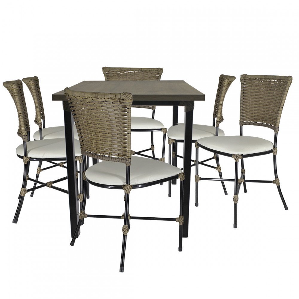 Conjunto de Mesa e 6 Cadeiras Gramado para Área Externa e Interna - 1