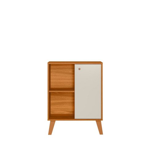 Aparador Buffet Retrô Capri 1PORTA e Nichos Organizador Sala/Cozinha - Cinamomo/Off White Peternella