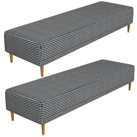 Kit 02 Puffs Decorativo Sala de Estar Bali W01 Pés Palito 170x60cm Pied Poule - Lyam Decor