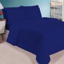 Ver imagem 1 de Edredom Casal Queen 6 Peças Leve para Verão Função Cobre Leito Azul Marino Casa Dona