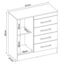 Ver imagem 3 de Cômoda Demobile Montevideu 4 Gavetas com Sapateira 1 Porta Amendola Touch 105