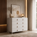 Ver imagem 2 de Cômoda 4 Gavetas Curvê Bmu 187 Branco com Puxadores em Couro PU - BRV Móveis