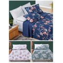 Ver imagem 4 de Colcha Casal Super King Cama Box Nyla Kit Cobre Leito Dupla Face 200 Fios Estampado:AZUL