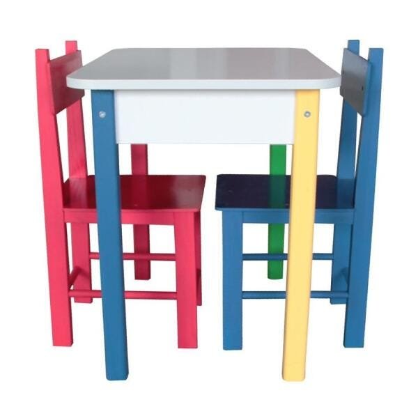 Mesa Infantil Retangular Colorida Com 2 Cadeiras Carlu - 2