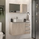 Ver imagem 1 de Conjunto de Gabinete Banheiro Prisma 80cm com Tampo de Vidro, Cuba e Espelheira - Madeirado