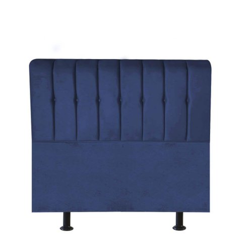 Cabeceira Estofada Kiara 90cm Solteiro Box Quarto Suede Azul Marinho - Gat Magazine