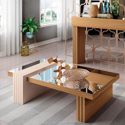 Mesa de Centro Ambiente Luna Freijó Off White com Espelho – Hb Móveis - 1