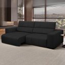 Ver imagem 2 de Sofá Retrátil Reclinável para Sala 4 Lugares 290cm Bari L06 Couro Preto - Lyam Decor