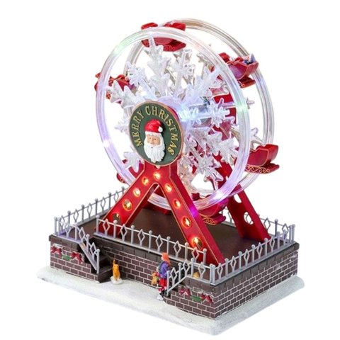 Roda Gigante Natalina Natal Movimento Som Led Enfeite Natalino Papai Noel Cenario Decoraçao Mesa Est