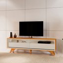 Ver imagem 6 de Rack Viena 2 Gavetas C/led 180 Mavaular Naturalle/off White