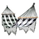 Ver imagem 1 de Rede de Dormir e Descanso para Casal Preto Xadrez com Madeira