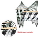 Ver imagem 2 de Rede de Dormir e Descanso para Casal Preto Xadrez com Madeira