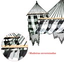 Ver imagem 2 de Rede de Dormir e Descanso para Casal Preto Xadrez com Madeira