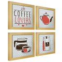 Ver imagem 1 de Quadro Decorativo Cozinha Café Padaria Copa 20x20cm Kit 4 un Arte na Arte Moldura Mel