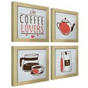 Ver mais imagens de Quadro Decorativo Cozinha Café Padaria Copa 20x20cm Kit 4 un Arte na Arte Moldura Mel