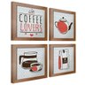 Quadro Decorativo Cozinha Café Padaria Copa 20x20cm Kit 4 un Arte na Arte Moldura Mel - 10